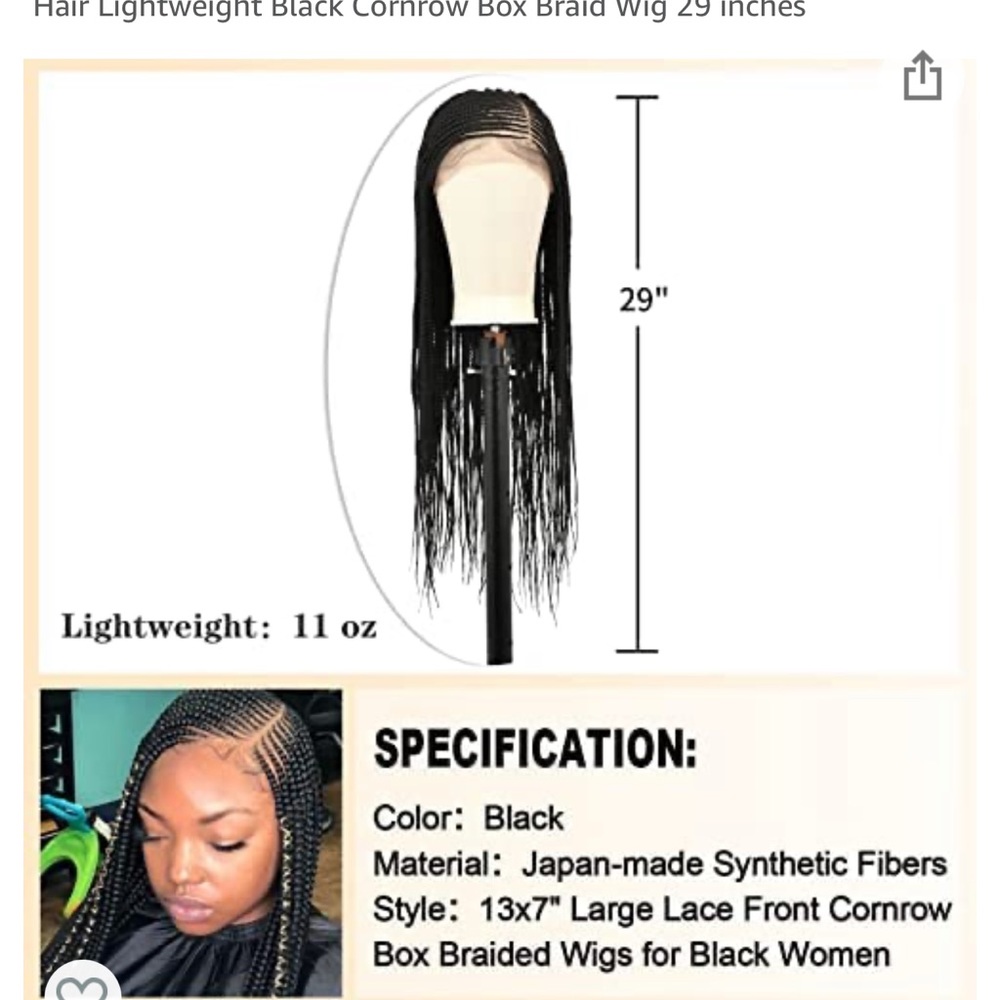 Black Lace Front Box Braided Wig - Picture 2 of 6